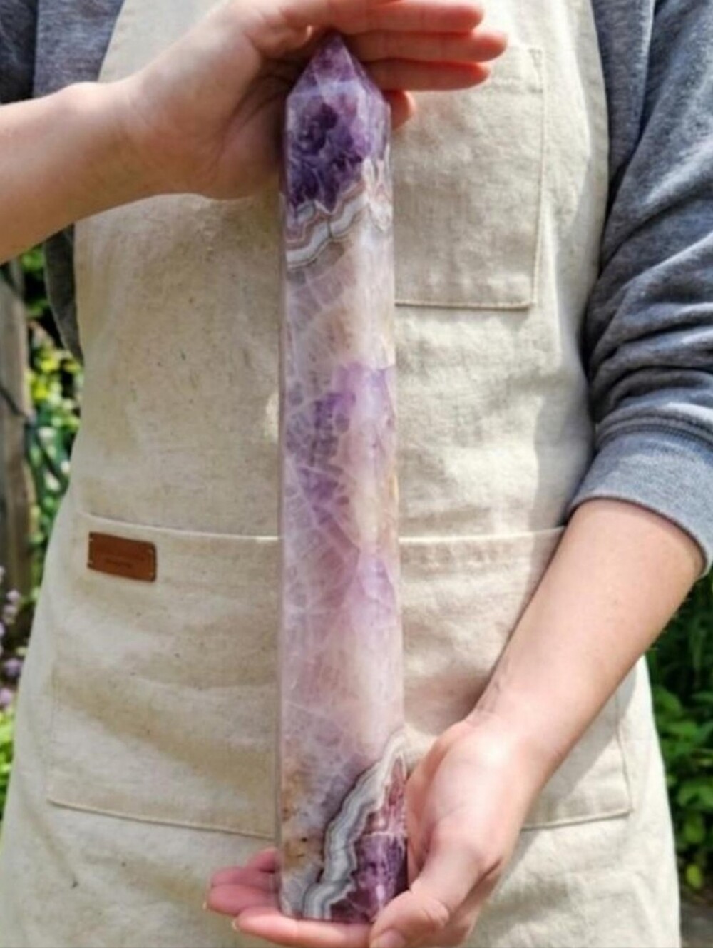 XXL 14" Crystal Statement Tower Purple & Pink Amethyst With Crazy Lace Agate NEW